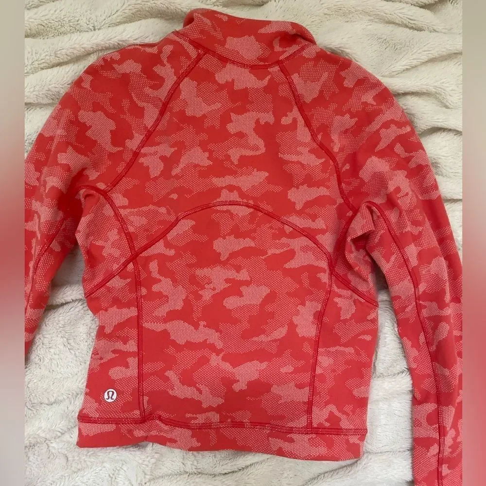 Lululemon Its Rulu Run Half Zip Heritage Camo Jacquard Pale Raspberry Pink Mist